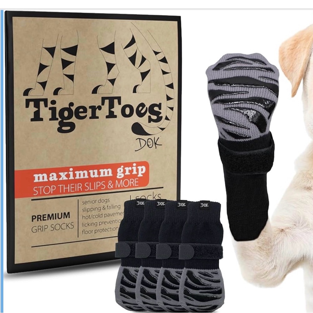 Premium Dog Grip Socks - Black and Gray
